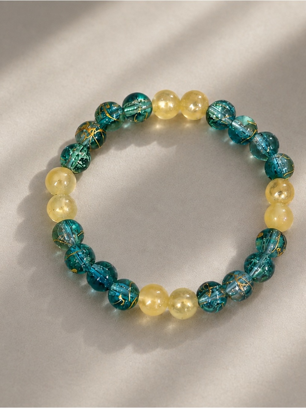 Bracelet of the Day #03 | Teal & Butter Yellow Glass Bead Bracelet